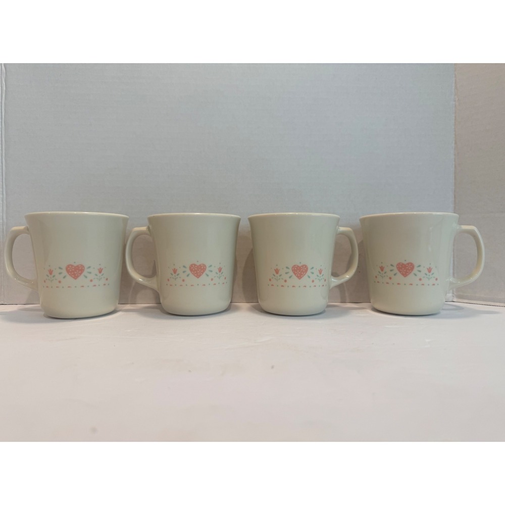 Vintage Corning USA Forever Yours Mugs Set of 4 Pink and Blue